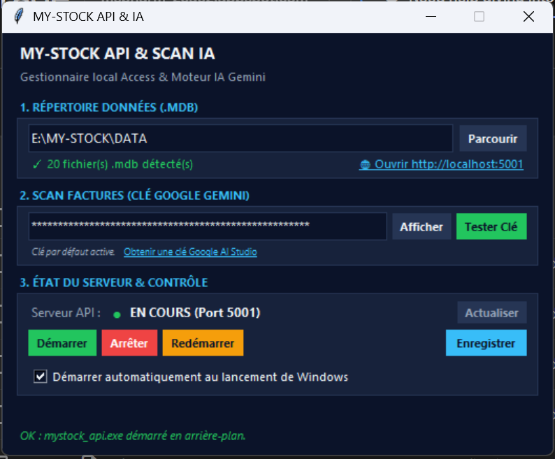 Interface MY-STOCK API & SCAN IA